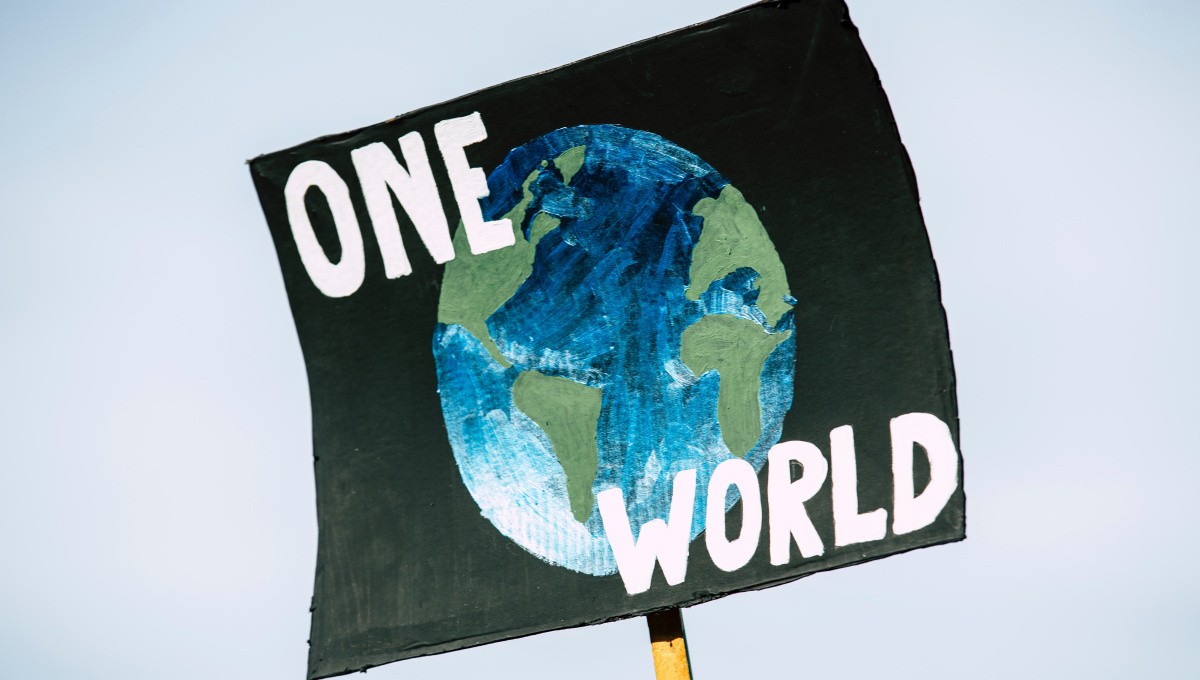 Klimawandel-Protest-Plakat: "One World"