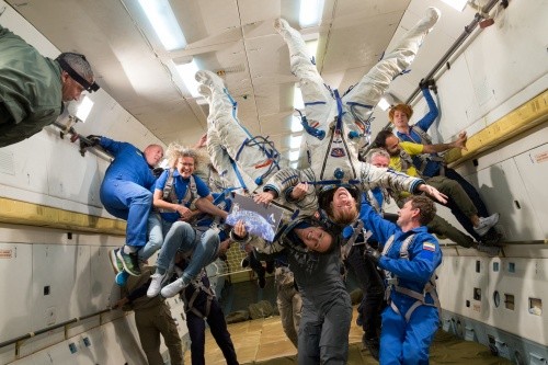 Astronautin Insa Thiele-Eich beim Parabelflug