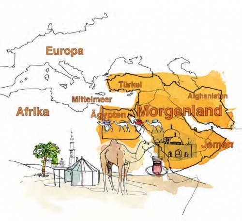 Illustriere Karte des Morgenlandes