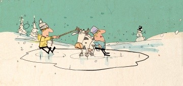 Illustration Kuh vom Eis holen